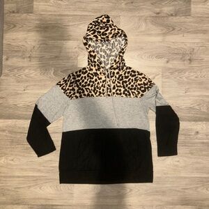 Women’s Animal Print Striped Pullover Sweater Size 1X